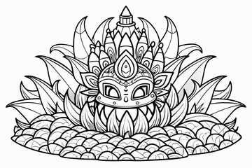 Coloring page line art black silhouette vector