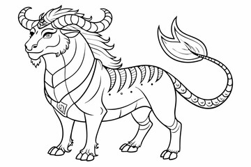 Coloring page line art black silhouette vector