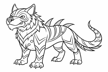 Coloring page line art black silhouette vector