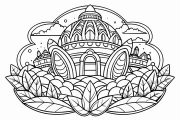 Coloring page line art black silhouette vector