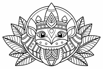Coloring page line art black silhouette vector