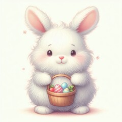 Fototapeta premium Adorable Bunny Carrying a Festive Basket