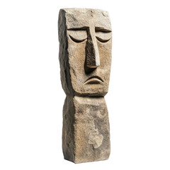 Stylized stone sculpture representing human emotions and culture. transparent background