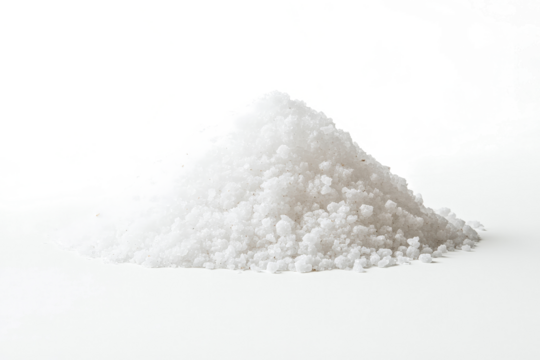 a pile of white sugar on a white surface cutout image and isolated on transparent background 