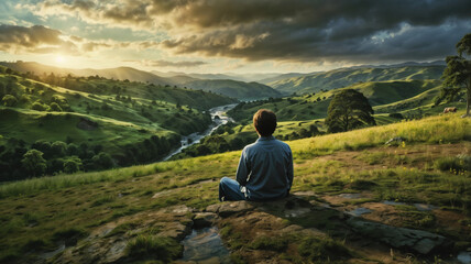 Fototapeta premium Man Enjoying a Scenic View