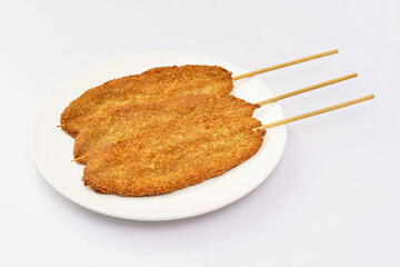 Fast fried food on a pure white background