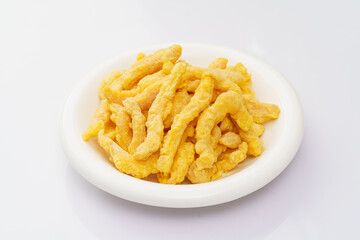 Fast fried food on a pure white background