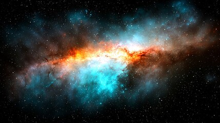 Naklejka premium Galactic nebula in space with stars and cosmic gas, abstract art for astronomy uses