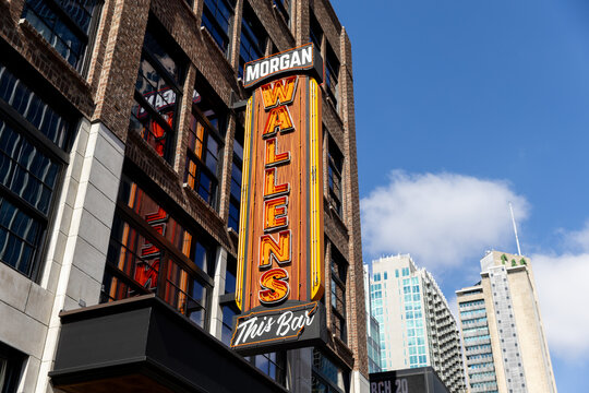Nashville, TN, USA - March 8, 2025: Morgan Wallen's This Bar and Tennessee Kitchen is one of the newest bars added to downtown Nashville on 4th Street.
