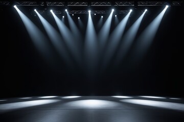 Naklejka premium a dimly lit stage with spotlights and spotlights