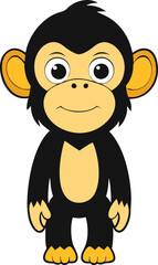 Obraz premium Cute Bonobo Cartoon Vector Illustration