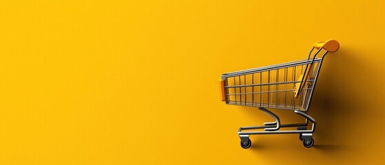 Empty Shopping Cart on Yellow Background (1)