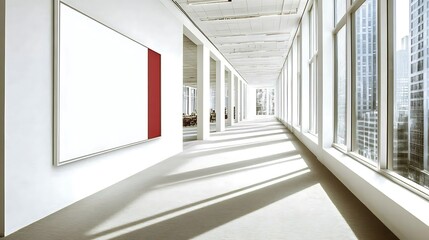 Fototapeta premium Modern Empty Home Office Room Interior With Blank Wall, Computer, Table, Bookshelf Mockup Frame -Ai