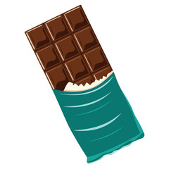 Chocolate bar vector illustration. Simple and flat design of a chocolate bar with square segments. Perfect for candy, dessert, and sweet food themes.