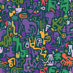 Vibrant abstract graffiti with colorful doodles, dynamic and playful