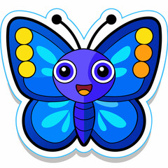 Fototapeta premium A cute cartoon butterfly vector illustration with heart-shaped wings, a funny insect design