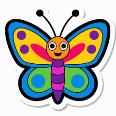Obraz premium Cute cartoon butterfly vector illustration, isolated flying insect
