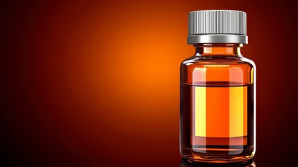 Amber Glass Bottle with Silver Cap on Dark Brown Background