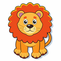 Fototapeta premium A cute cartoon lion illustration, a wild mammal with a funny mane