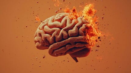 Burning Brain Explosion Concept Image