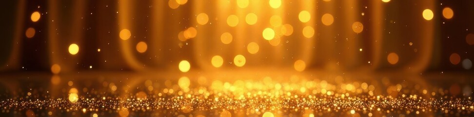 Obraz premium Golden glitter backdrop, award ceremony setting, glitter, sparkle background