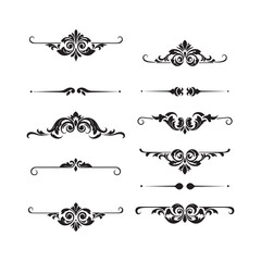 vintage calligraphic design elements vector set with ornate borders and flourishes © Graphic Ornaments