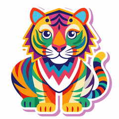 Fototapeta premium A powerful striped tiger head vector illustration depicts the wild predator in black silhouette