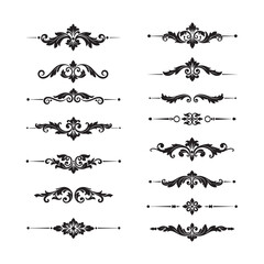 vintage calligraphic design elements vector set with ornate borders and flourishes
