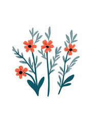 stylized red flowers in a flat graphic style