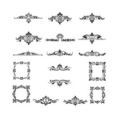 Obraz premium vintage calligraphic ornamental frame vector set of baroque victorian and decorative page border design elements illustrations