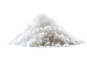 a pile of white sugar on a white background cutout image and isolated on transparent background 