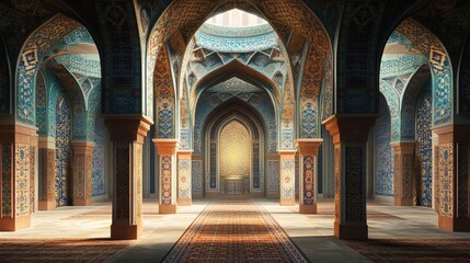 Obraz premium An ornately decorated interior with arches and a light source