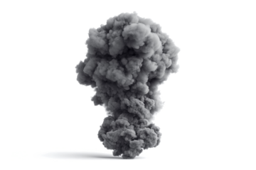 a black smoke cloud on a white background cutout image and isolated on transparent background 