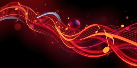 Obraz premium Abstract musical background with flowing notes, elegant design, performance, flute