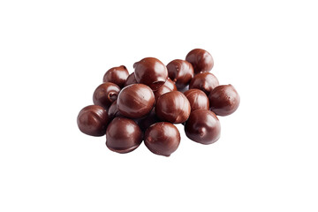 Obraz premium Sweet chocolate-coated roasted hazelnut isolated on transparent background