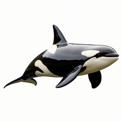 Fototapeta premium Realistic Depiction of an Orca with Distinctive Black and White Patterns Isolated on a White Background.