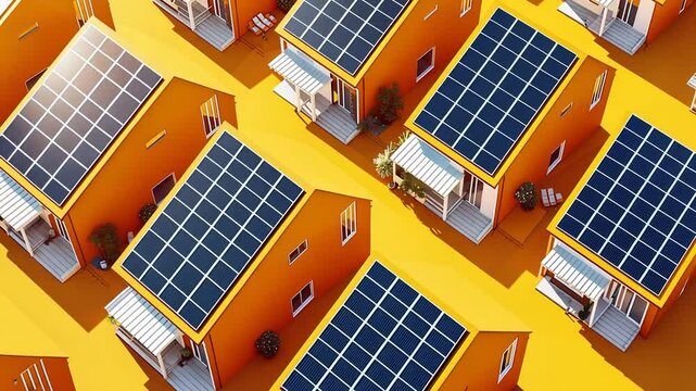 Solaranlagen auf H&auml;userd&auml;chern als Symbol f&uuml;r erneuerbare Energie
