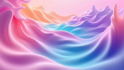 Serene depiction of gradient waves with smooth curves and vibrant colors creating a dreamlike atmosphere
