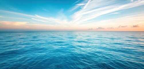 Fototapeta premium Azure sea meets boundless sky, tranquil horizon, vacation, paradise