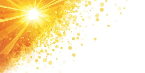 Radiant Sunlight Burst.  A vibrant, sunlit scene with radiating beams,  orange and yellow hues.  Small, scattered light circles cascade towards the bottom right