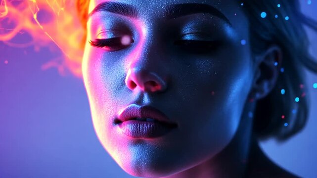 Abstract conceptualization of the inner self, rendered in neon spectrum with vibrant effects
