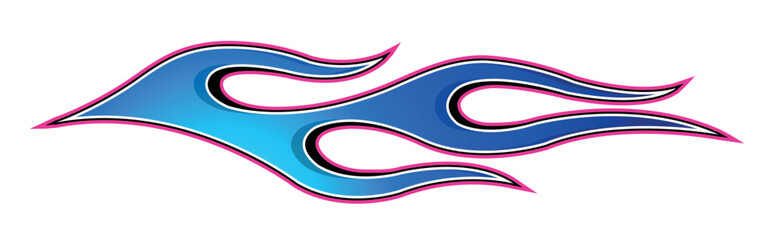 Blue flame electric sport car speed decal vinyl sticker. Racing car tribal fire flames vector art graphic. © Artoholics