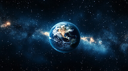 Fototapeta premium A stunning view of Earth surrounded by a starry cosmos, showcasing the beauty and vastness of space.