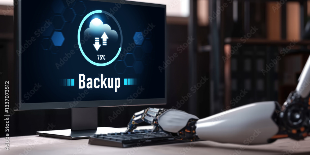 Poster backup storage data internet technology business concept. database storage cloud technology file dat