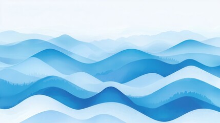 Serene Blue Mountain Landscape Abstract Hills