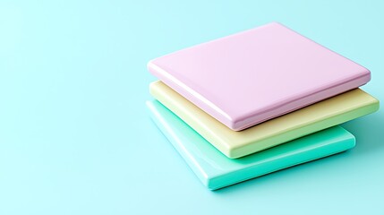 Pastel blocks stacked, isolated on blue, for design and graphic background