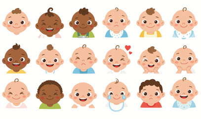 set of cartoon baby faces
