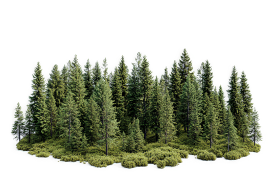 3d model of a forest cutout image and isolated on transparent background 