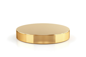 a gold plate with a white background cutout image and isolated on transparent background 