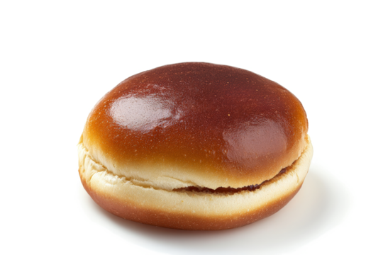 a small hamburger on a white surface cutout image and isolated on transparent background 